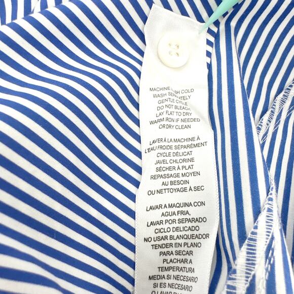 FRAME Button Down Striped Rolled Sleeve Top S - Picture 7 of 9